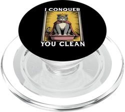Funny Cat I Conquer You Clean - Caja de arena para gatos PopSockets PopGrip para MagSafe