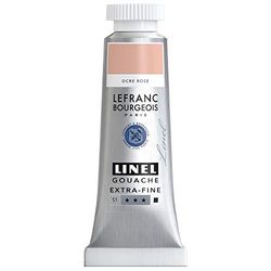 Lefranc & Bourgeois 301214 Linel Gouache Extra Fine and Smooth Watercolours with Maximum Colour Intensity, Luminosity for Streak-Free Application, 14 ml Tube - Pink Ochre
