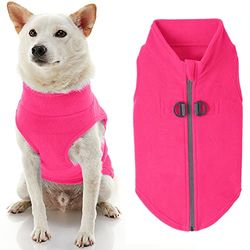 Gooby - Gilet in pile con cerniera, con chiusura a cerniera e anello per guinzaglio, rosa, taglia L