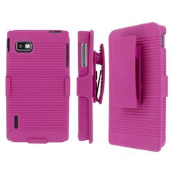 Mpero Collection 3-In-1 Tough Kickstand Case voor LG Optimus F3 MS659 - Roze