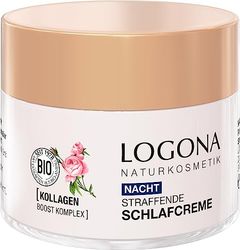 LOGONA, crema per il sonno naturale rassodante, crema da notte lisciante con prezioso collagene ed estratto di rosa biologica, idratante intensa durante la notte, naturale e vegano, idratante, 50 ml