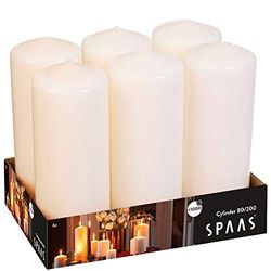 Spaas 6 Unscented Pillar Candle 80/200 mm, ± 100 Hours, Ivory