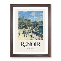 Pont Neuf In Paris By Pierre Auguste Renoir Exhibition Museum Painting Framed Wall Art Print, Ready to Hang Picture for Living Room Bedroom Home Office Décor, Walnut A2 (64 x 46 cm)
