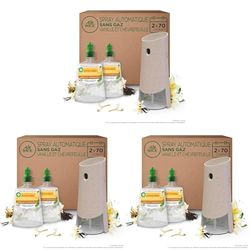 Air Wick Désodorisant Maison Spray Automatique Sans Gaz Active Fresh - 1 Diffuseur + 2 Recharges Parfum Vanille & Chèvrefeuille (Lot de 3)