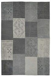 One Couture Tapis de Salle à Manger 100 % Coton Fait Main Motif Patchwork Gris 120 x 170 cm