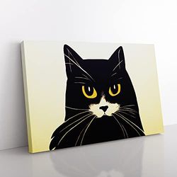 Peaceful Cat Abstract Canvas Wall Art Print Ready to Hang, Framed Picture for Living Room Bedroom Home Office Décor, 76x50 cm (30x20 Inch)