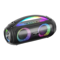 Mars Gaming MSPULSE, Haut-Parleur Bluetooth Portable 50W RMS, Ã‰Clairage RGB, 2 Haut-parleurs Actifs 93mm + 2 Passifs Ultra-Bass, Mains Libres, USB/MicroSD/AUX/FM, Poignée et Sangle, Noir