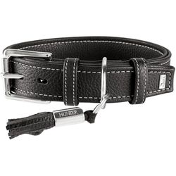 HUNTER CANNES - Collare per cani, in pelle nappa, morbido, elegante, 65 l, colore: Nero