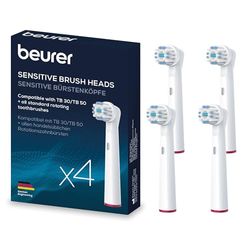 Beurer Set di Ricambio da 4 testine Sensitive compatibili con spazzolini da denti Beurer TB 30 / TB 50 e con tutti gli spazzolini rotanti disponibili in commercio