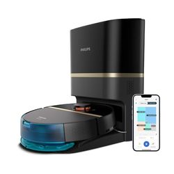 Philips Homerun Série 7000 Robot Aspirateur Laveur, Haute Puissance d'aspiration (5000 Pa), Détection des Petits Objets, avec Station, pour Tapis et Poils d'animaux, Noir, App Connectée, XU7100/01