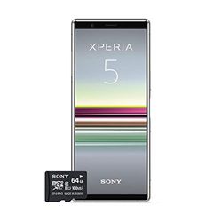 Sony Xperia 5, 6,1 tum FHD+ HDR OLED 21:9 display, 6 GB RAM, 128 GB minne, grå + gratis 64 GB minneskort [Exklusivt för Amazon DE]