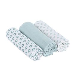 Lässig 1312005525 musselina Swaddle & bebé teto/spuckd esquina 100% algodão Mull pano macio agradável, Little Chums 85 x 85 cm, verdes, estrelas, multicolor