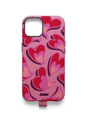 UNTAGS – iPhone 13 Pro Max Back to The 70s Case – lädereffekt-material – mjuk mikrofiber repskyddande insida – rosa
