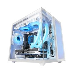 Mars Gaming MC-NOVAM White, Custom MicroATX Compact Case, Dual Window Continuous Tempered Glass, Dual Chamber Modular Frame, Front Grill, Liquid Cooling Support, USB-C Connector