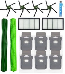 Theresa Hay Pièces de rechange pour iRobot Roomba S9+ S9 Plus (9550) S9(9150) Kit d'accessoires pour robot aspirateur 14 paquets 1 jeu de brosses roulettes, 2 filtres, 4 brosses latérales, 6 sacs à