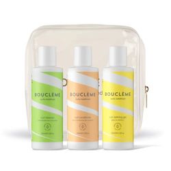 Bouclème Travel Kit Curls - Ultimate Haircare Travel Set to Protect and Nourish Curls - Cleanser, Conditioner & Curl Defining Gel - Vegan, Naturally Derived Ingredients, Cruelty Free, 300ml