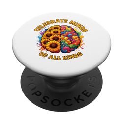 Celebrate Minds Of All Kinds Neurodiversity Autism Awareness PopSockets Swappable PopGrip