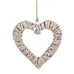 Red Hamper Small Flat Open Wicker Heart, H20 x W1 x D20cm