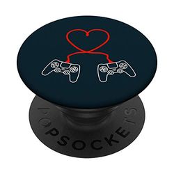 PopSockets Gamer Valentines Day Gift Video Gamer Heartbeat Cute Heart PopSockets PopGrip - Support et Grip pour Smartphone/Tablette avec un Top Interchangeable