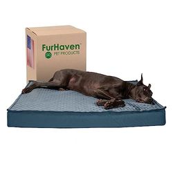 FurHaven Lit pour Chien de Grande Taille en Gel rafraîchissant résistant à l'eau avec Dessus Amovible et Housse Lavable, pour Chiens jusqu'à 56,7 kg – Matelas Convertible intérieur/extérieur – Bleu