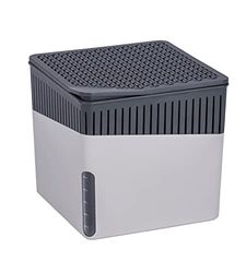 WENKO Avfuktare Cube, avfuktare minskar mögel och lukter, uppsamlingsskål med 500 g granulatblock, rymmer upp till 800 ml fukt, mått (BHT): 13 x 13 x 13 cm, i grått
