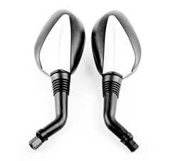 Pair of motorcycle mirrors in black with a silver stripe, 10, universal fit.