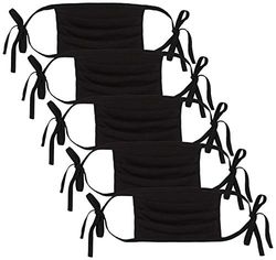 Geplooid Volwassen Gezichtsmasker Zelfstropdas 5 Pack Volwassen Zelfbindmasker, Zwart