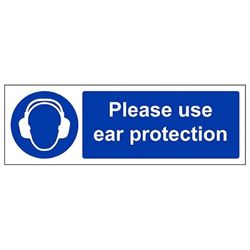 VSafety "Please Use Ear Protection" Sign, Landschap, (Pack van 3)
