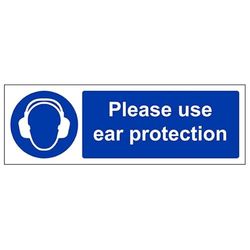 Vsafety "Veuillez utiliser protection auditive" Sign, paysage, (lot de 3), 450 mm x 150 mm, 3