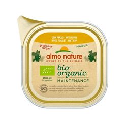 almo nature Bio Organic Maintenance - con Pollo - Cibo Umido per Gatti 100% Biologico - 19 vassoi da 85g