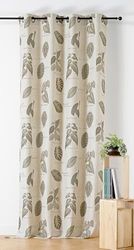Linder - Woven and dyed curtain in France - Nature style - Gunmetal colour eyelet finish - Fern Green colour - Dimensions 145 x 260 cm - Calathea Collection