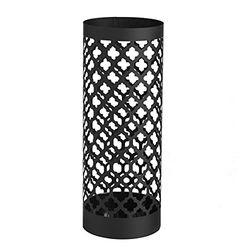 Baroni Home Portaombrelli Design Moderno Porta Ombrelli in Metallo Classic Nero e con 2 Gancini e Vaschetta Scolapioggia Rimovibile 19X19X49 cm (Nero)