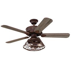 72205 Barnett 122 cm plafondventilator in imitatiehout imitatie, dimbare led met kooischerm, inclusief afstandsbediening