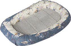 Medi Partners Réducteur de Lit Bébé 100x60x15cm Cocon Nid d'ange Nest Baby Reducteur Bébés Oreiller Cocoon Insert Amovible 100% Coton (Attrape-rêves avec Minky Grise)
