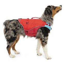 Kurgo Surf n' Turf - Giubbotto di Salvataggio per Cani, PFD per Cani, Catarifrangente, Regolabile - Rosso, XS