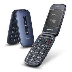 Panasonic KX-TU550EXC 4G Essentials Clamshell Teléfono Móvil Para Personas Mayores, Cámara De 1.2 MP, con Pantalla Grande de 2.8", 300 Horas De Tiempo En Espera, Azul
