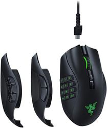 Razer Naga Pro - Modulaire draadloze gamingmuis met 3 verwisselbare zijpanelen (Wireless, 19+1 programmeerbare knoppen, Optische sensor met 20.000 DPI, Optische muisswitch) Zwart