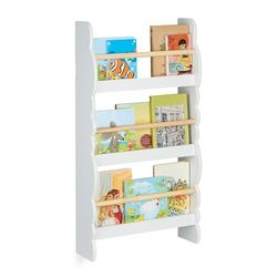 Relaxdays Rangement pour la Chambre de Votre Enfant, Montage Mural, H x L x P : 80 x 42,5 x 14 cm, Blanc et Nature