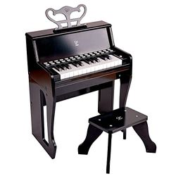 Hape Piano con Teclas Luminosas, con Taburete, Juguete Musical, a Partir de 3 años, Negro (E0629)