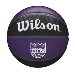 Wilson Pallone da Basket NBA TEAM TRIBUTE BSKT, Utilizzo Outdoor, Gomma, Misura 7, Viola/Nero (Sacramento Kings)