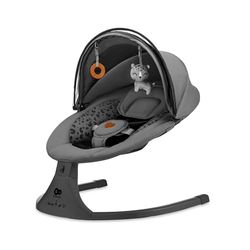 Kinderkraft LUMI 2 babystol, elektrisk babygunga från födseln till 9 månader, justerbar höjd, 5 svänglägen, 12 melodier, båge med leksaker, mörkgrå
