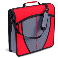 Case-it De Mighty Zip Tab Rits Binder - 7,5 cm O-ringen - 5 Color Tab Uitbreidende Bestandsmap - Meerdere Zakken - Capaciteit 600 vel - Wordt geleverd met schouderriem - Brandweerwagen Rood D-146