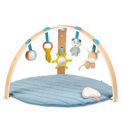 Nattou Speelmat met houten boog, 82 cm, petrol blauw