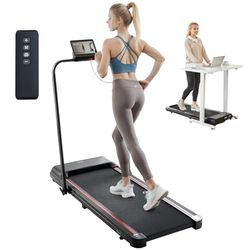 VEVOR Walking Pad loopband onder het bureau, loopband om te werken, inklapbare loopband met 120 kg draagkracht, draagbare 2-in-1 pad met 2,5 pk, greepstang, afstandsbediening, led-display, 1-12 km/u