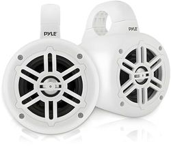 Pyle Marine Luidsprekers – 2-weg Subwoofer Speakers- Waterdichte Buitenluidsprekers- Boot Audiosysteem Kit met Montageklemmen - 300 Watt- Wit