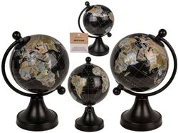 Decoratieve wereldbol, zwart, van kunststof, ca. 8 x 10 x 15,5 cm