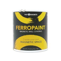 FIRST4MAGNETS FerroPaint® Charcoal Magnetic Paint for Walls, Bedroom, Office, Kitchen, Playroom, Classroom, DIY and Renovation - 0.5 Litres - 2 Tins