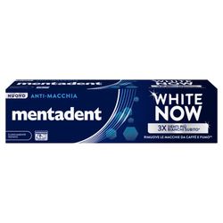 Mentadent Dentifricio White Now Anti-macchia, Dentifricio Sbiancante con White-Correct e White-Infinity Technology, Azione Anti-macchia**, Denti 3 Volte più Bianchi Subito* e Bianchi a Lungo***, 75ml