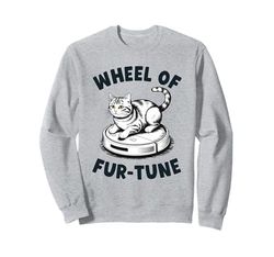 Wheel Of Fur-Tune Cat On Robot Vacuum Cleaner Cat Sweatshirt