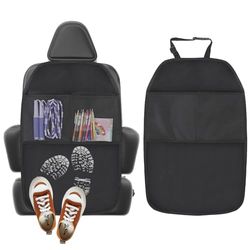 AiQInu Protections dossier de siège Voiture, Organisateur Voiture Enfant, Protections de Sièges Arrière Enfant Impermérable Anti-salissures(Noir)